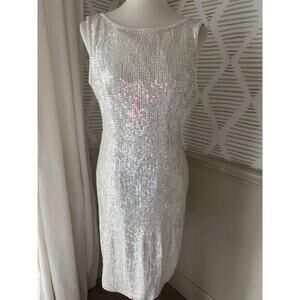 Neiman Marcus Silver Sequin Mini Dress
